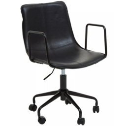 Premier Housewares Branson Black Leather Swivel Office Chair - Size: 48 x 59 x 91cm - Interiors by Premier - Wilko - thumbnail 3