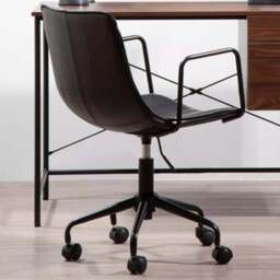 Premier Housewares Branson Black Leather Swivel Office Chair - Size: 48 x 59 x 91cm - Interiors by Premier - Wilko