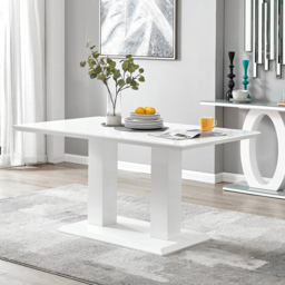 Furniturebox Molini Solara 6 Seater Dining Set White Gloss Grey and Black - Wilko - thumbnail 3