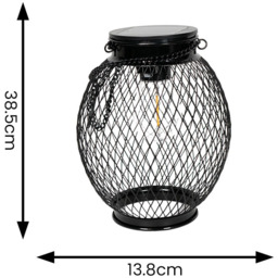 ValueLights Black Metal Mesh Cage Solar Powered Outdoor Garden Lantern Light 2 Pack - Size: 38.5 x 13.8 x 13.8cm - Wilko - thumbnail 4