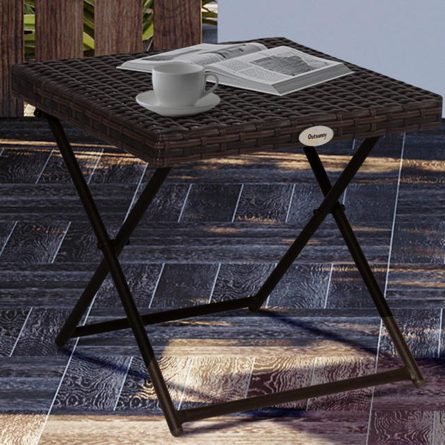 Outsunny Brown PE Ratan Square Folding Coffee Table - Size: 40 x 40 x 40cm - Wilko - image 1