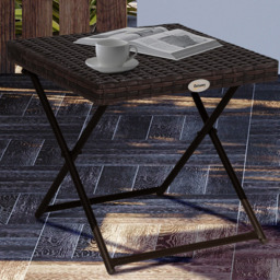 Outsunny Brown PE Ratan Square Folding Coffee Table - Size: 40 x 40 x 40cm - Wilko