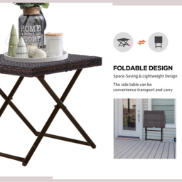 Outsunny Brown PE Ratan Square Folding Coffee Table - Size: 40 x 40 x 40cm - Wilko - thumbnail 7