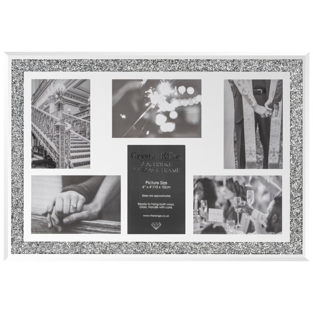 Crystal Effect 6 Photo Silver Collage Photo Frame - Size: A6 - The Port. Co Gallery - Wilko - image 1