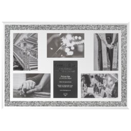 Crystal Effect 6 Photo Silver Collage Photo Frame - Size: A6 - The Port. Co Gallery - Wilko - thumbnail 1