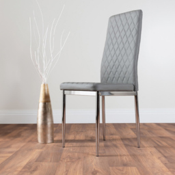 Furniturebox Arona Valera Marble Effect 6 Seater Round Dining Set White Chrome and Grey - Wilko - thumbnail 4