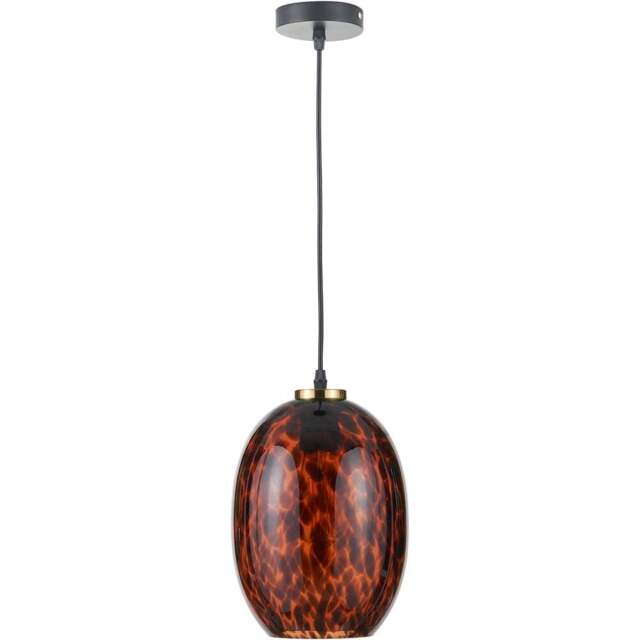 Pacific Lifestyle Lucien Tortoiseshell Egg Glass Pendant Light with Gold Fitting - Size: 111 x 20 x 20cm - Brown - Wilko - image 1