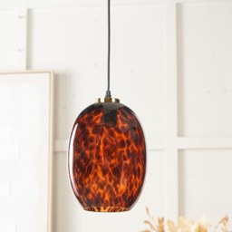 Pacific Lifestyle Lucien Tortoiseshell Egg Glass Pendant Light with Gold Fitting - Size: 111 x 20 x 20cm - Brown - Wilko - thumbnail 5