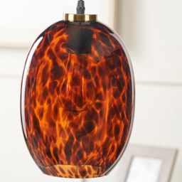 Pacific Lifestyle Lucien Tortoiseshell Egg Glass Pendant Light with Gold Fitting - Size: 111 x 20 x 20cm - Brown - Wilko - thumbnail 4