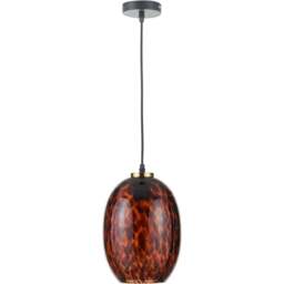 Pacific Lifestyle Lucien Tortoiseshell Egg Glass Pendant Light with Gold Fitting - Size: 111 x 20 x 20cm - Brown - Wilko - thumbnail 1