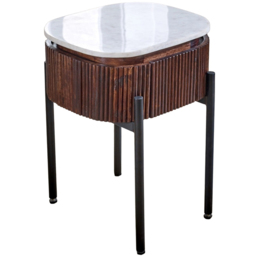 Brooklyn Opal Single Drawer Marble Top Mango Wood Bedside Table - Brown - Wilko - thumbnail 3