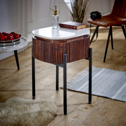 Brooklyn Opal Single Drawer Marble Top Mango Wood Bedside Table - Brown - Wilko - thumbnail 7