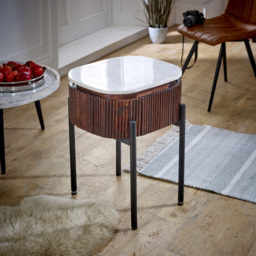 Brooklyn Opal Single Drawer Marble Top Mango Wood Bedside Table - Brown - Wilko - thumbnail 5