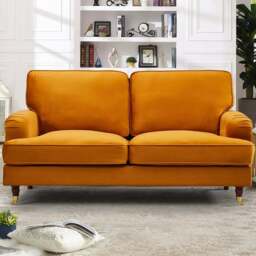Woodbury 2 Seater Orange Velvet Sofa - Artemis Home - Wilko
