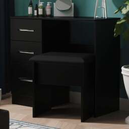 Crowndale Avon 3 Drawer Black Matt Dressing Table Ready Assembled - Size: 80 x 90 x 39cm - Wilko