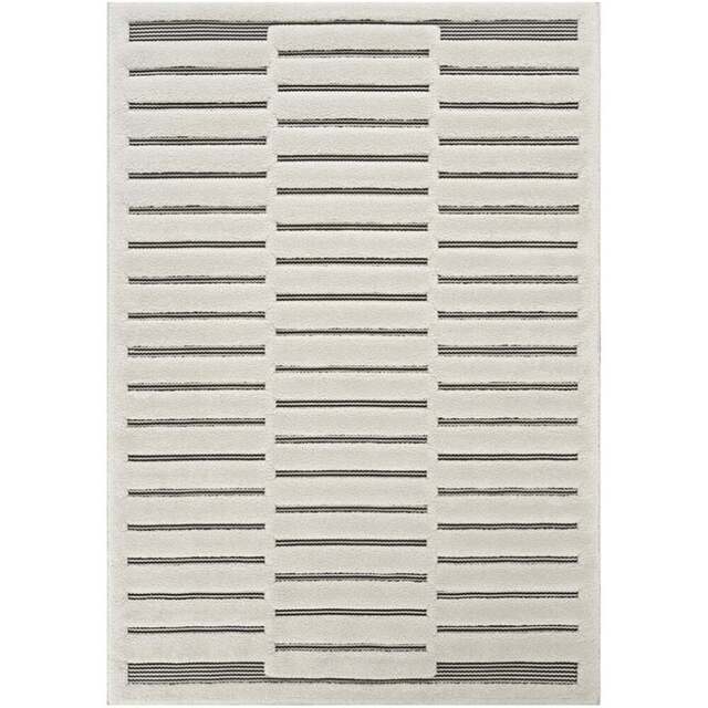Freya Living Room Area Rug Contemporary 3D Embossed Modern Stripe Bar Design - Cream 160cm x 230cm - Size: 230 x 160 x 2cm - Desire Rugs - Wilko - image 1