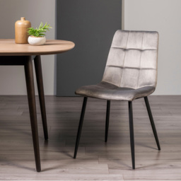 Bentley Designs Mondrian Set of 2 Grey Velvet Dining Chair - Wilko - thumbnail 7