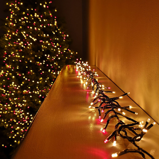 Premier ClusterBrights 3000 Red and Vintage Gold LED Green Cluster Light 37.2m - Size: 5 x 3720 x 5cm - Multi Coloured - Wilko - image 1