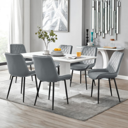 Furniturebox Molini Cesano 6 Seater Dining Set White Gloss Grey and Black - Wilko - thumbnail 1