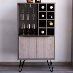 Core Products Nevada 3 Doors Smoke Oak Mirrored Wine Cabinet - Size: 40 x 59 x 109cm - Brown - Wilko