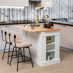 Costway White Extendable Worktop Drop Leaf Kitchen Island with Adjustable Shelf - Size: 120 x 60 x 92cm - Wilko - thumbnail 6