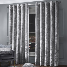 Intimates Silver Plain Crushed Velvet Curtains 229X229cm - Size: W 229 x D 229cm - Wilko