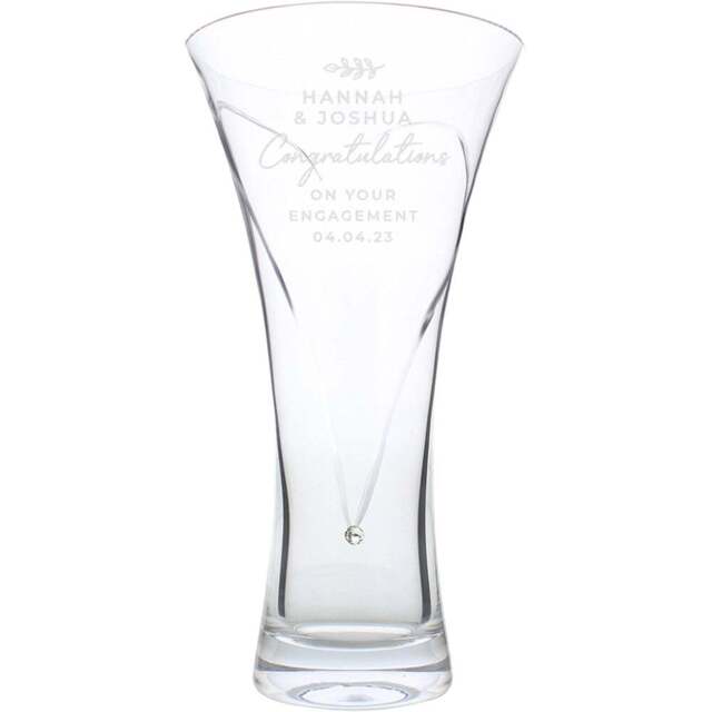 Personalised Memento Personalised Free Text Botanical Hand Cut Diamante Heart Vase - Size: 1.4 x 2.5 x 1.4cm - Clear - Wilko - image 1