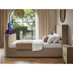 Flair Fallon Double Beige Velvet TV Side Lift Ottoman Bed - Cream - Wilko - thumbnail 7