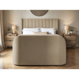 Flair Fallon Double Beige Velvet TV Side Lift Ottoman Bed - Cream - Wilko - thumbnail 5
