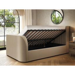 Flair Fallon Double Beige Velvet TV Side Lift Ottoman Bed - Cream - Wilko - thumbnail 6