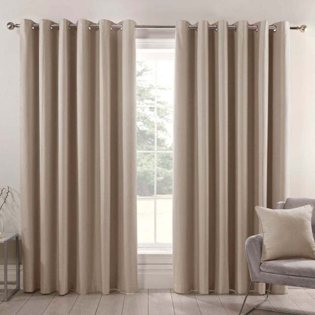 Divante Hoxton Natural Blackout Eyelet Curtain 229cm - Size: W 228 x D 228cm - Wilko