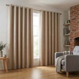 Divante Hoxton Natural Blackout Eyelet Curtain 229cm - Size: W 228 x D 228cm - Wilko - thumbnail 4