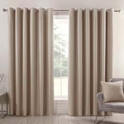 Divante Hoxton Natural Blackout Eyelet Curtain 229cm - Size: W 228 x D 228cm - Wilko - thumbnail 1