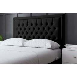 DS Living Allegra Double Black Upholstered Ottoman Bed with Headboard - Wilko - thumbnail 4