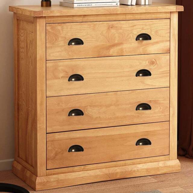 Lucca 4 Drawer Antique Wax Finish Chest of Drawers with Brass Cup Handles - Wood - Wilko - image 1