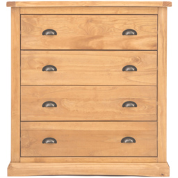 Lucca 4 Drawer Antique Wax Finish Chest of Drawers with Brass Cup Handles - Wood - Wilko - thumbnail 3