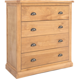 Lucca 4 Drawer Antique Wax Finish Chest of Drawers with Brass Cup Handles - Wood - Wilko - thumbnail 4