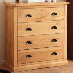 Lucca 4 Drawer Antique Wax Finish Chest of Drawers with Brass Cup Handles - Wood - Wilko - thumbnail 1