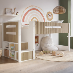 Flair Luca White and Oak Ribbed Mid Sleeper - Size: Single - Wilko - thumbnail 1