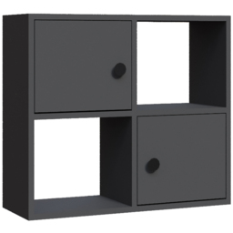 Decorotika Tuttle 2 Door 2 Open Shelf Anthracite Bookcase - Size: 62.6 x 72 x 25cm - Black - Wilko - thumbnail 3