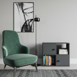 Decorotika Tuttle 2 Door 2 Open Shelf Anthracite Bookcase - Size: 62.6 x 72 x 25cm - Black - Wilko - thumbnail 4
