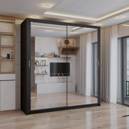 Sliding Wardrobes 4U 2 Sliding Door Black Full Length Mirrored Wardrobe 180cm - Size: 2 Door - Wilko - thumbnail 4