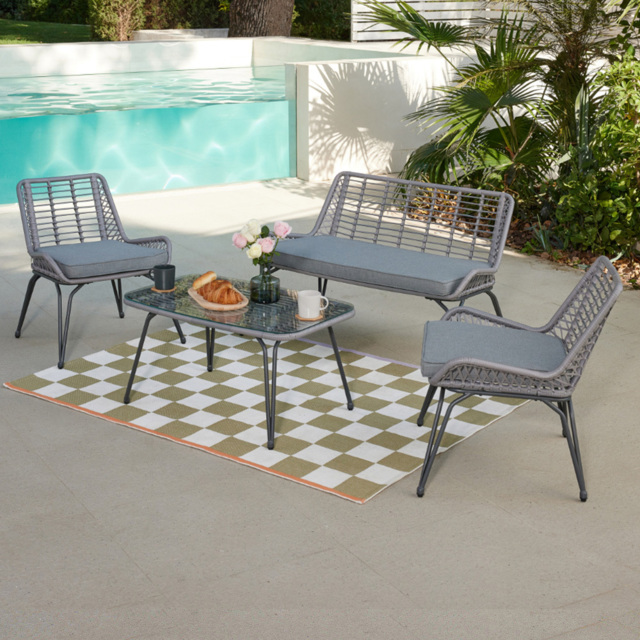 Home Detail Pampas 4 Seater Grey Wicker Style Lounge Set - Wilko - image 1