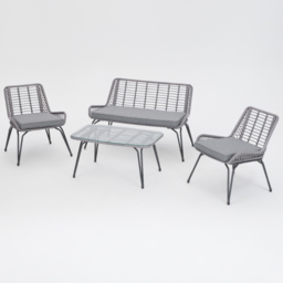Home Detail Pampas 4 Seater Grey Wicker Style Lounge Set - Wilko - thumbnail 3