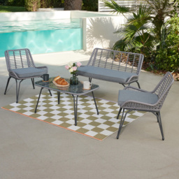 Home Detail Pampas 4 Seater Grey Wicker Style Lounge Set - Wilko - thumbnail 1