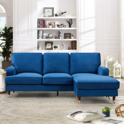 Woodbury 3 Seater Blue Velvet Reversible Corner Sofa - Artemis Home - Wilko - thumbnail 5