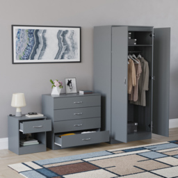 Vida Designs Riano Grey 3 Piece Bedroom Furniture Set - Wilko - thumbnail 6