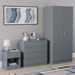 VIDA DESIGNS Riano Grey 3 Piece Bedroom Furniture Set - Wilko