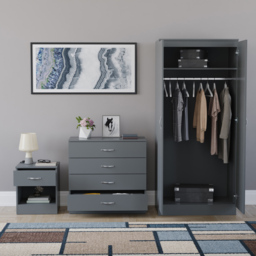 Vida Designs Riano Grey 3 Piece Bedroom Furniture Set - Wilko - thumbnail 4