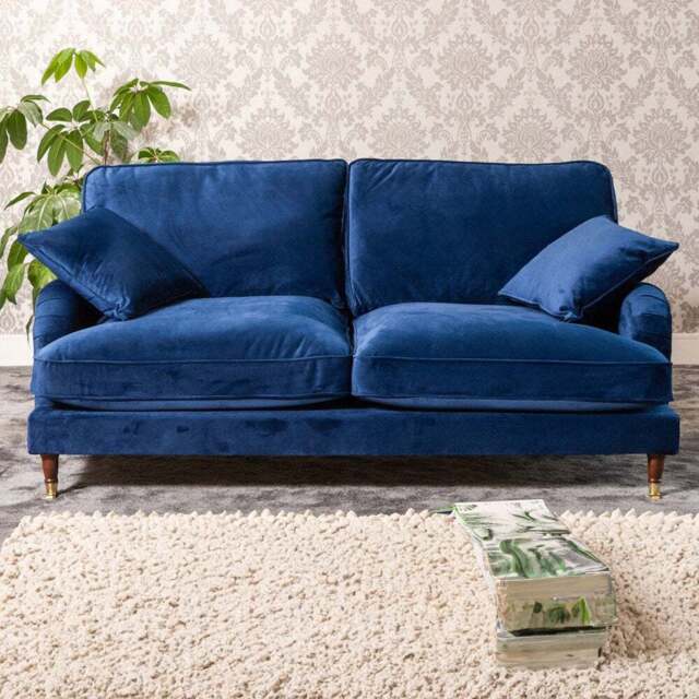 Mackenzie 2 Seater Blue Plush Velvet Sofa - Artemis Home - Wilko - image 1
